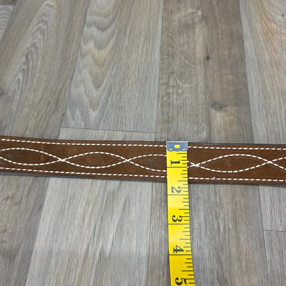 Vintage Justin The Roughout Brown Suede Leather Belt Brass Buckle 32 Mens